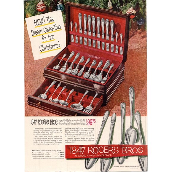 1951 1847 Rogers Bros Siilverplate Silverware Set Vintage Print Ad 50s Wall Art - Picture 1 of 2